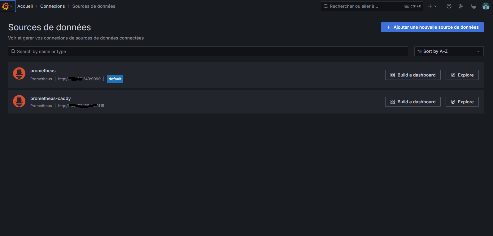 Configuration des sources de données Grafana